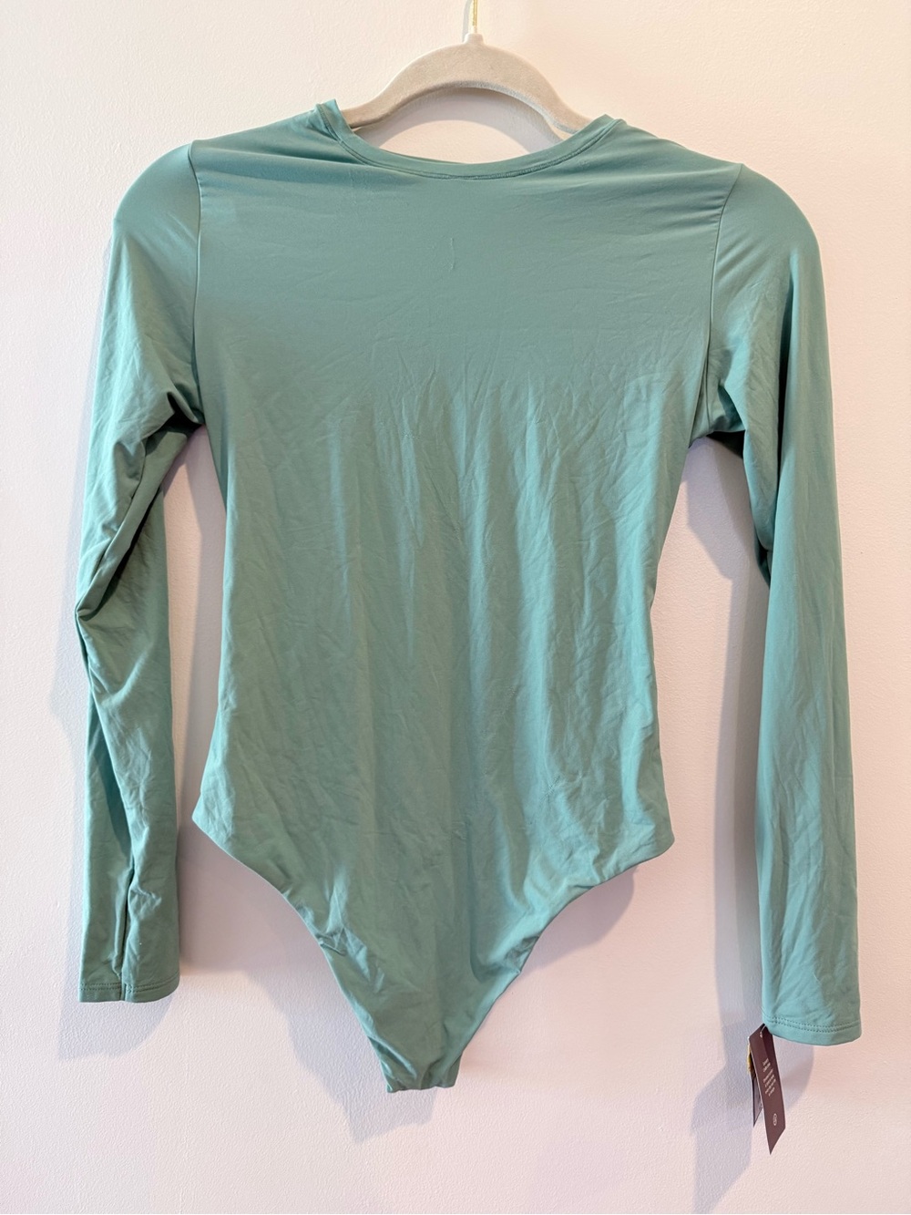 Long-Sleeve Crew Neck Bodysuit in Sage Green